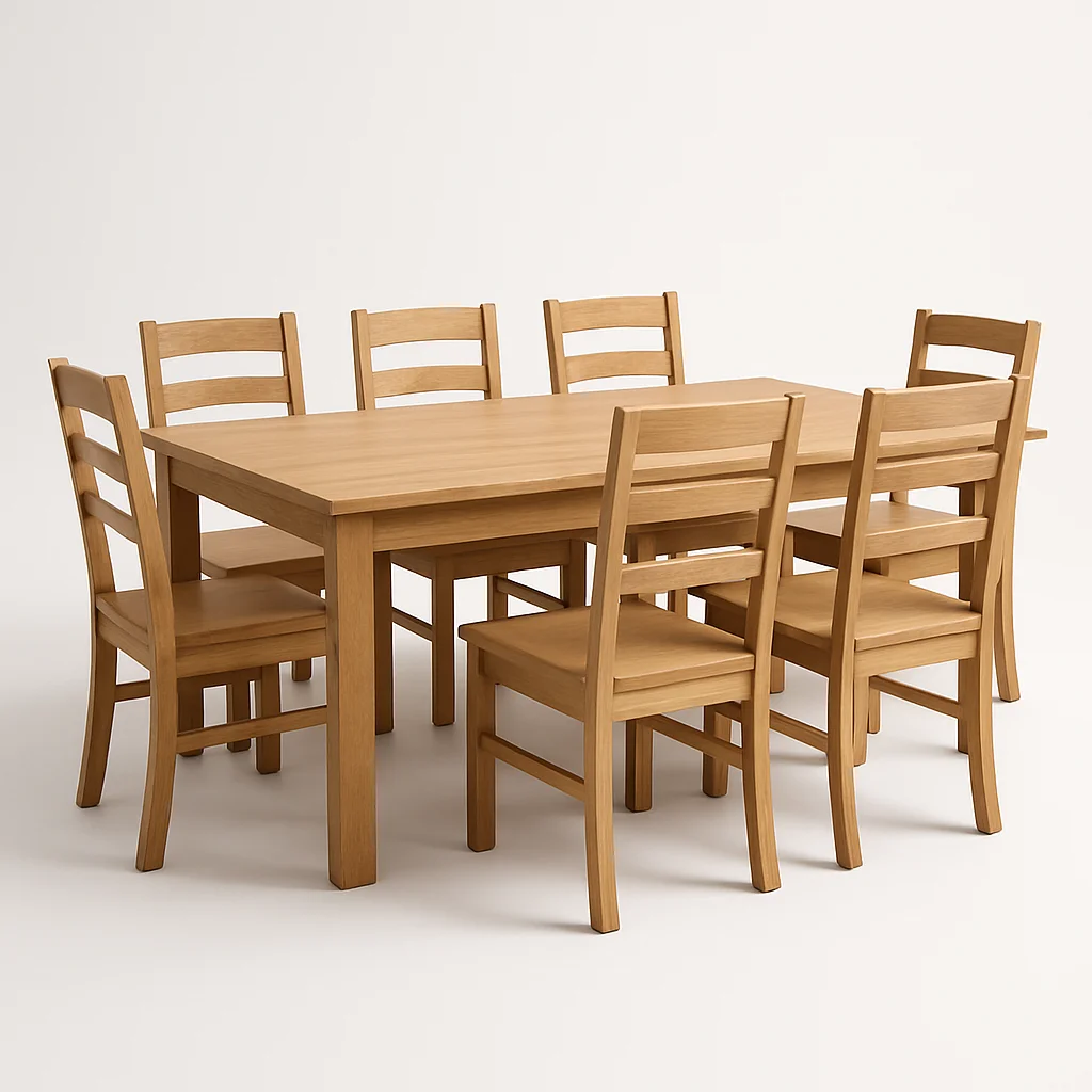 Ahşap Yemek Masası + 6 Sandalye