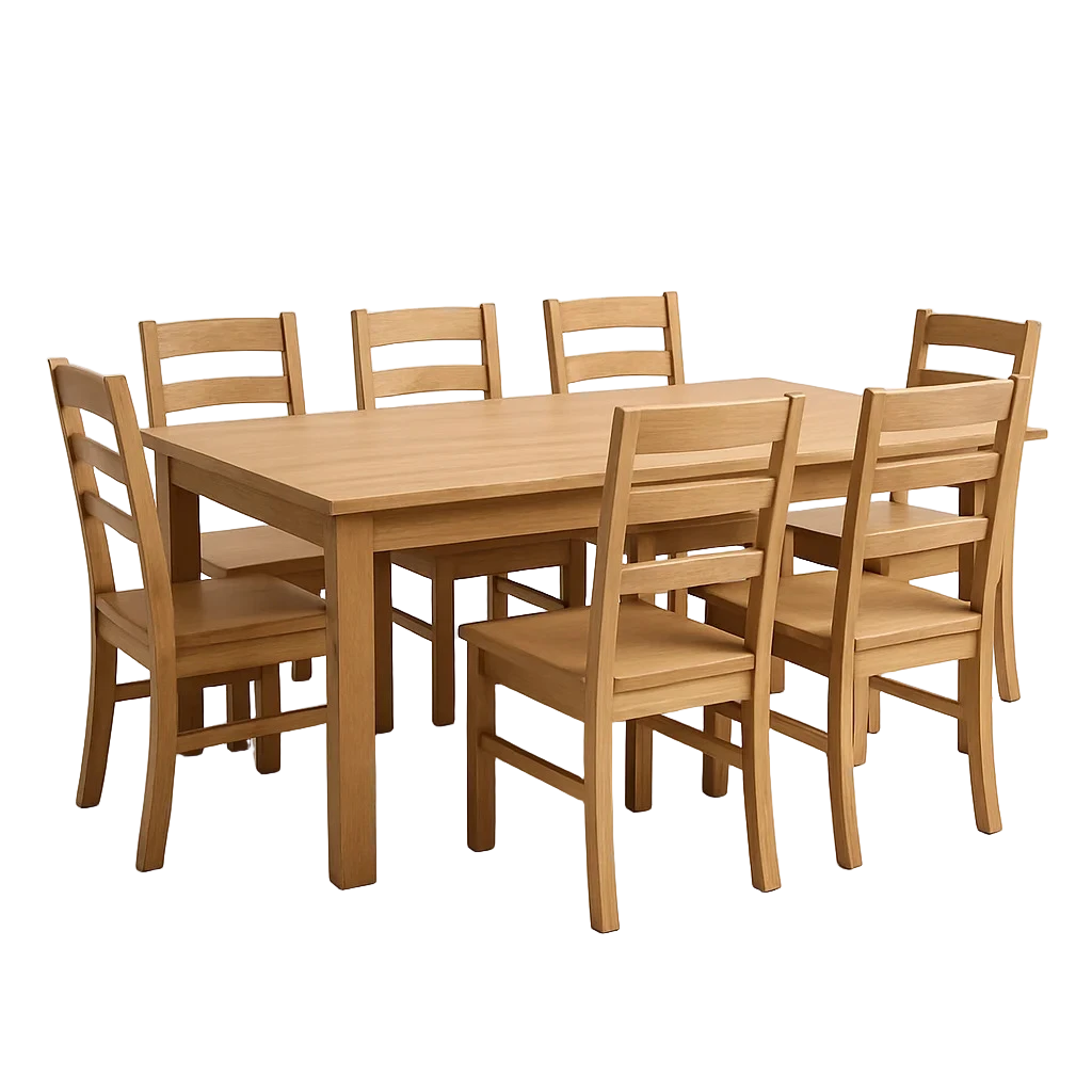 Ahşap Yemek Masası + 6 Sandalye