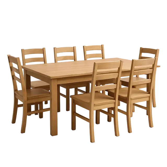 Ahşap Yemek Masası + 6 Sandalye
